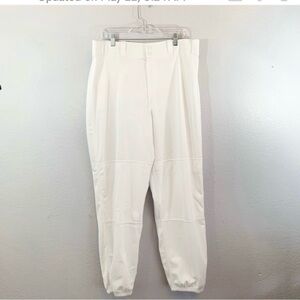 Nike Baseball White Full Length Pants Athletic Men Black Swoosh XL